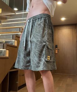 Men's Camouflage Summer Sports Shorts - American Style Quick-Dry Straight-Leg Pants for High School Students