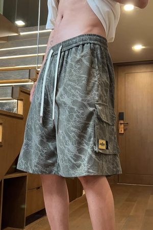 Men's Camouflage Summer Sports Shorts - American Style Quick-Dry Straight-Leg Pants for High School Students