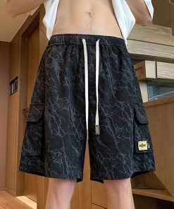 Men's Camouflage Summer Sports Shorts - American Style Quick-Dry Straight-Leg Pants for High School Students