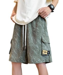 Men's Camouflage Summer Sports Shorts - American Style Quick-Dry Straight-Leg Pants for High School Students