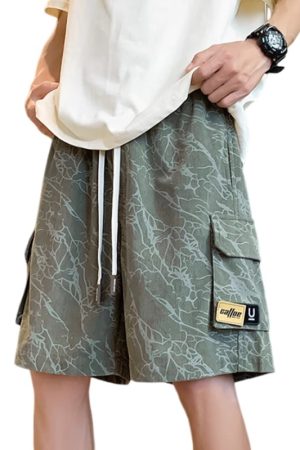 Men's Camouflage Summer Sports Shorts - American Style Quick-Dry Straight-Leg Pants for High School Students