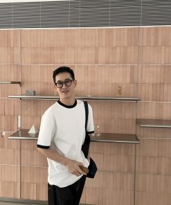 Men's Casual Color Block Short Sleeve T-Shirt - Loose Fit Round Neck Top for Spring - Trendy 90s Style