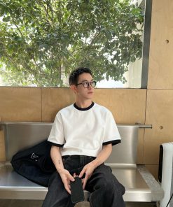 Men's Casual Color Block Short Sleeve T-Shirt - Loose Fit Round Neck Top for Spring - Trendy 90s Style