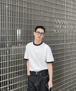 Men's Casual Color Block Short Sleeve T-Shirt - Loose Fit Round Neck Top for Spring - Trendy 90s Style