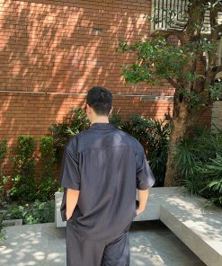 Men's Casual Draped Short Sleeve Shirt - Soft, Breathable, Versatile Jacket for Spring Summer in Pure Color