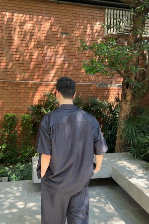 Men's Casual Draped Short Sleeve Shirt - Soft, Breathable, Versatile Jacket for Spring Summer in Pure Color