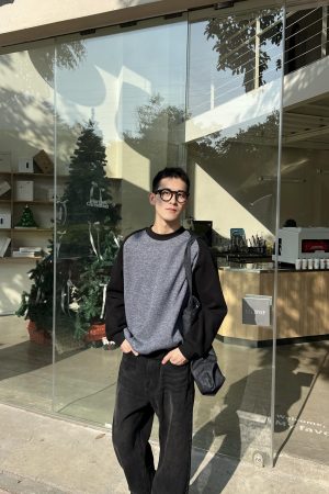 Men's Casual Fleece Lined Spliced Raglan Sleeve Sweatshirt - Thick Loose Fit for Autumn and Winter Fashion