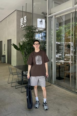 Men's Casual Gray Shorts, Summer Quick-Dry Loose Straight-Leg Style, American 90s-Inspired High-End Fashion