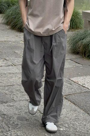 Men's Casual Loose Fit Quick-Dry Long Pants with Thin Elastic Band - Sun-Proof Summer Versatile Style for American Fashion
