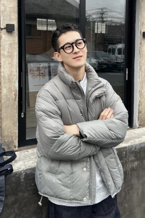 Men's Casual Puffer Jacket - Loose Fit, 80% White Duck Down, Warm Autumn Winter Coat, Lightweight Outerwear for Cold Weather