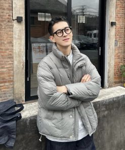 Men's Casual Puffer Jacket - Loose Fit, 80% White Duck Down, Warm Autumn Winter Coat, Lightweight Outerwear for Cold Weather