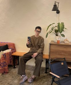 Men's Coffee-Colored Retro Loose Straight Work Pants - Casual Versatile Autumn Style