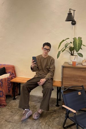 Men's Coffee-Colored Retro Loose Straight Work Pants - Casual Versatile Autumn Style