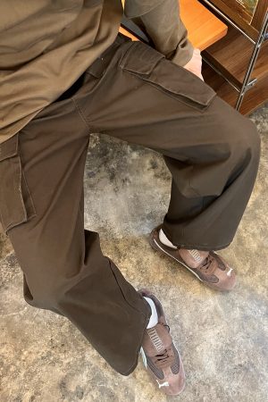 Men's Coffee-Colored Retro Loose Straight Work Pants - Casual Versatile Autumn Style