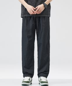 Men's Cool Ice Silk Summer Pants, Quick-Dry Loose Straight Fit, Casual Sports Long Trousers for Hot Weather