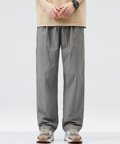 Men's Cool Ice Silk Summer Pants, Quick-Dry Loose Straight Fit, Casual Sports Long Trousers for Hot Weather