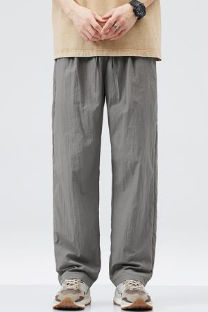 Men's Cool Ice Silk Summer Pants, Quick-Dry Loose Straight Fit, Casual Sports Long Trousers for Hot Weather
