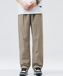 Men's Cool Ice Silk Summer Pants, Quick-Dry Loose Straight Fit, Casual Sports Long Trousers for Hot Weather