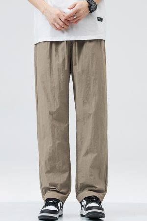 Men's Cool Ice Silk Summer Pants, Quick-Dry Loose Straight Fit, Casual Sports Long Trousers for Hot Weather