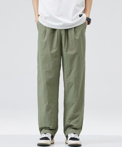 Men's Cool Ice Silk Summer Pants, Quick-Dry Loose Straight Fit, Casual Sports Long Trousers for Hot Weather