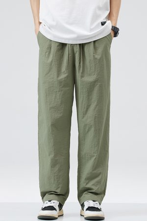 Men's Cool Ice Silk Summer Pants, Quick-Dry Loose Straight Fit, Casual Sports Long Trousers for Hot Weather