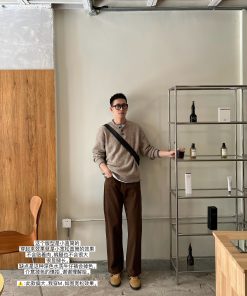 Men's Dark Brown Straight Casual Jeans - Vintage Style, Loose Fit, Versatile Autumn Winter Fashion