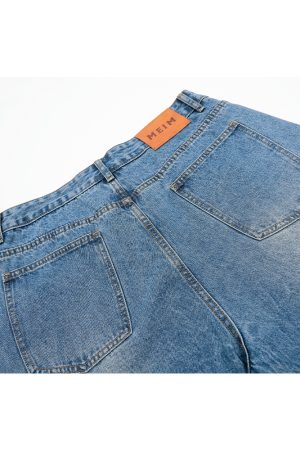 Men's Denim Shorts with Lightning Natural Cat Whiskers, Trendy American Retro Style, Summer 2025, Seven-Point Length