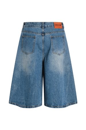 Men's Denim Shorts with Lightning Natural Cat Whiskers, Trendy American Retro Style, Summer 2025, Seven-Point Length