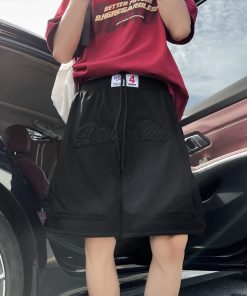 Men's Embroidered Basketball Shorts - Trendy Loose-Fit 5-Point Casual Pants, Breathable Summer Style, Versatile American Fashion