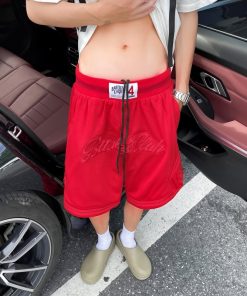 Men's Embroidered Basketball Shorts - Trendy Loose-Fit 5-Point Casual Pants, Breathable Summer Style, Versatile American Fashion