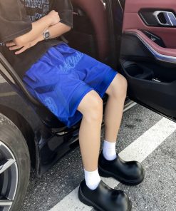 Men's Embroidered Basketball Shorts - Trendy Loose-Fit 5-Point Casual Pants, Breathable Summer Style, Versatile American Fashion