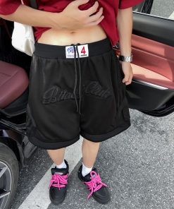 Men's Embroidered Basketball Shorts - Trendy Loose-Fit 5-Point Casual Pants, Breathable Summer Style, Versatile American Fashion