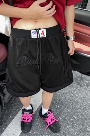 Men's Embroidered Basketball Shorts - Trendy Loose-Fit 5-Point Casual Pants, Breathable Summer Style, Versatile American Fashion