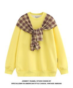 Men's Fleece Shawl Sweatshirt - American Style Hip-Hop Fake Two-Piece Top for Couples - 2025 Winter Trend