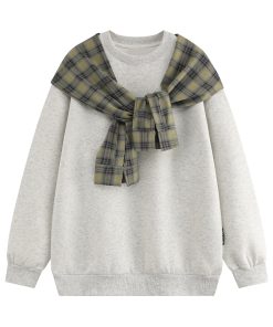 Men's Fleece Shawl Sweatshirt - American Style Hip-Hop Fake Two-Piece Top for Couples - 2025 Winter Trend