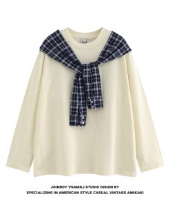 Men's Fleece Shawl Sweatshirt - American Style Hip-Hop Fake Two-Piece Top for Couples - 2025 Winter Trend