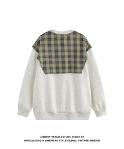 Men's Fleece Shawl Sweatshirt - American Style Hip-Hop Fake Two-Piece Top for Couples - 2025 Winter Trend