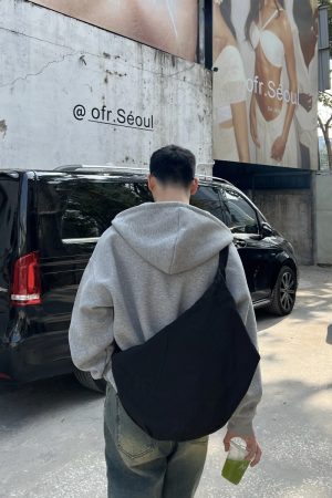 Men's Gray Hoodie - Spring Casual American Style Loose Cardigan for 90s Inspired Fashion