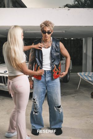 Men's Handmade Hellfire Embroidered Metal Silhouette Wide Short Jacket Vest - Trendy Cool Style, Urban Fashion Statement