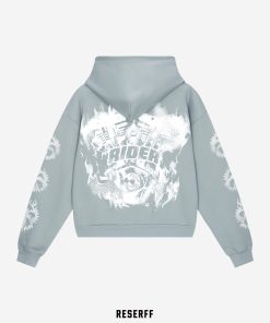 Men's Heavyweight Fleece Lined Hoodie - Water-Washed Zipper Cardigan in American Style for Winter, Night Fog Color