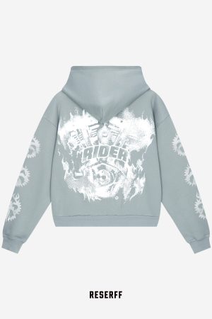 Men's Heavyweight Fleece Lined Hoodie - Water-Washed Zipper Cardigan in American Style for Winter, Night Fog Color