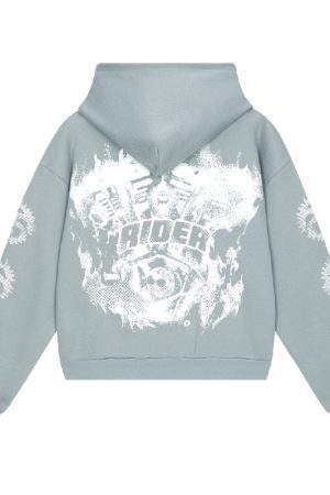 Men's Heavyweight Fleece Lined Hoodie - Water-Washed Zipper Cardigan in American Style for Winter, Night Fog Color