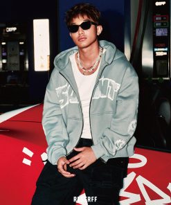 Men's Heavyweight Fleece Lined Hoodie - Water-Washed Zipper Cardigan in American Style for Winter, Night Fog Color