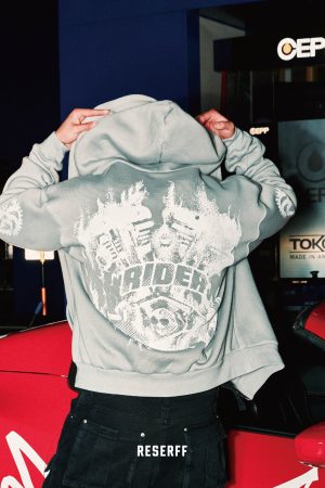 Men's Heavyweight Fleece Lined Hoodie - Water-Washed Zipper Cardigan in American Style for Winter, Night Fog Color