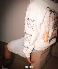 Men's Heavyweight Watercolor Zipper Hoodie - Collaborative Racing Design, Washed Waffle Lined Sweatshirt, Casual Streetwear Style