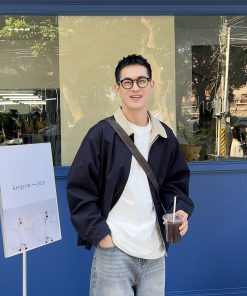 Men's Japanese Retro Color-Block Jacket - Loose Casual Versatile Spring Fashion Outerwear