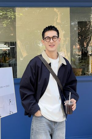 Men's Japanese Retro Color-Block Jacket - Loose Casual Versatile Spring Fashion Outerwear