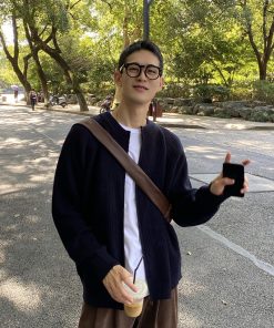 Men's Knitted Zipper Cardigan - Solid Color Warm Sweater for Spring, Autumn & Winter - Simple Korean Style Casual Jacket