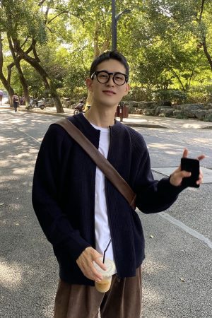 Men's Knitted Zipper Cardigan - Solid Color Warm Sweater for Spring, Autumn & Winter - Simple Korean Style Casual Jacket