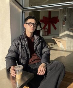 Men's Korean Style Black Puffer Jacket - Casual 80% White Duck Down Winter Coat, Versatile and Warm